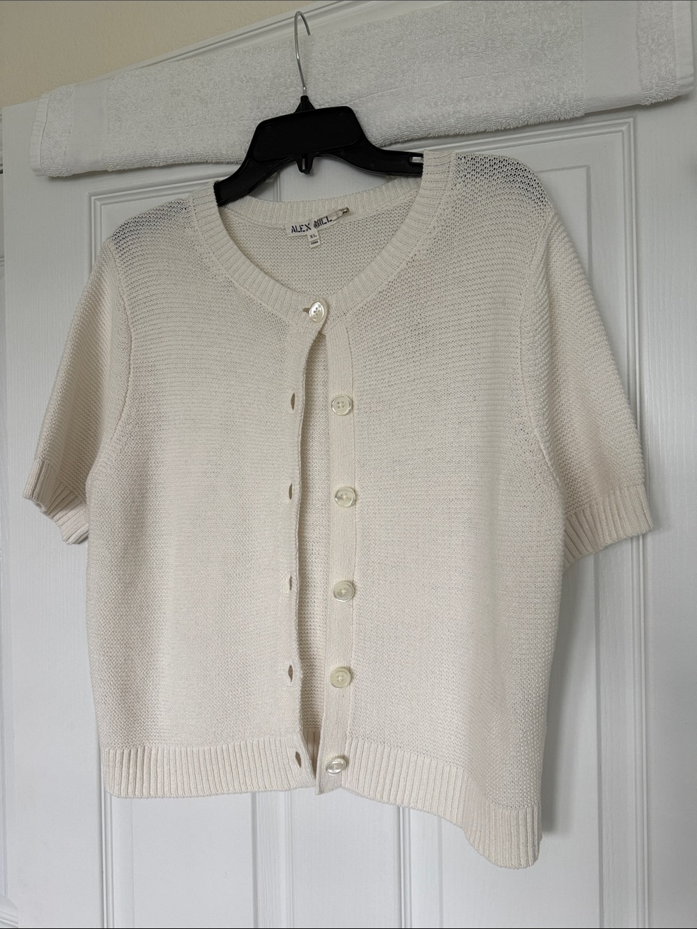 Alex Mill Cream Short-Sleeve Button Cardigan Size XL